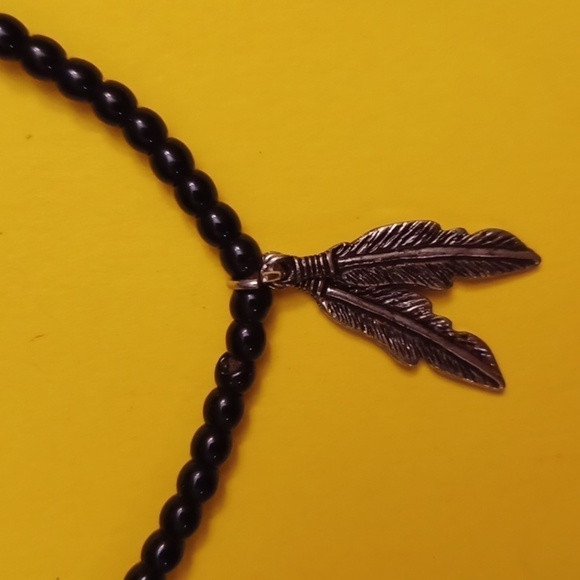 Handmade Feathers & Beads on Leather Bracelet - Picture 2 of 9